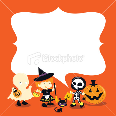 Stock Vector Illustration:  Halloween Kids Blank Copyspace Message