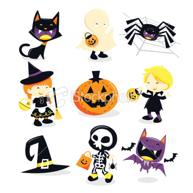 Stock Vector Illustration:  Halloween Trick Or Treat Icons