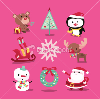 Stock Vector Illustration:  Modern Whimsical Christmas Icons
