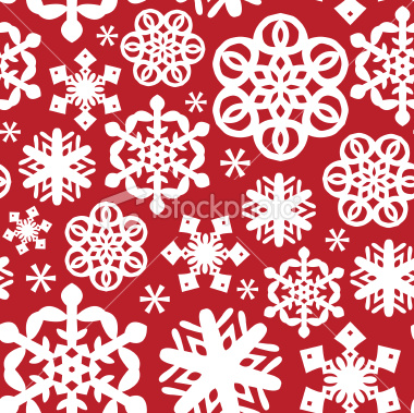 Stock Vector Illustration:  Red White Snowflakes Seamless Pattern Background