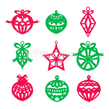 Stock Vector Illustration:  Christmas Ornament Paper Cut Set
