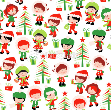 Stock Vector Illustration:  Christmas Winter Kids Seamless Pattern Background