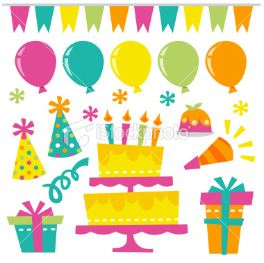 Stock Vector Illustration:  Retro Birthday Extravaganza Design Elements