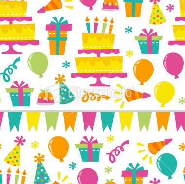 Stock Vector Illustration:  Retro Birthday Extravaganza Seamless Pattern Background