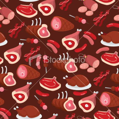 Stock Vector Illustration:  Cold Cuts Seamless Pattern Background