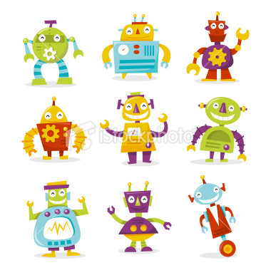 Stock Vector Illustration:  Happy Retro Robots Collection