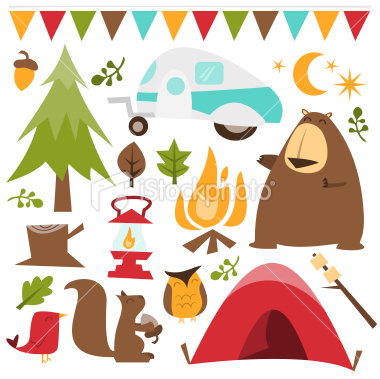 Stock Vector Illustration:  Retro Happy Camper Graphic Set