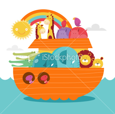 Stock Vector Illustration:  Happy Colorful Noah