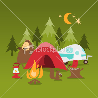 Stock Vector Illustration:  Wilderness Camping Scene