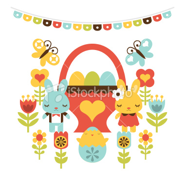 Stock Vector Illustration:  Retro Folk Art Easter Party