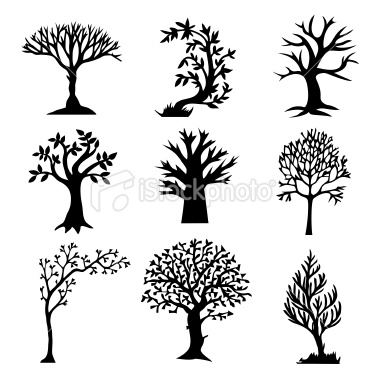 Stock Vector Illustration:  Stylized Tree Silhouette Set