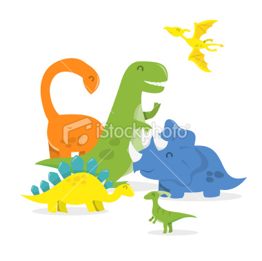 Stock Vector Illustration:  Happy Cartoon Dinosaur Family