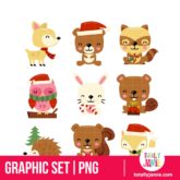 Christmas Woodland Creatures - PNG Clip Arts