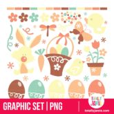 Retro Easter Spring Set - PNG Clip Arts