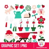 Whimsical Retro Gardening Clip Arts - PNG Clip Arts