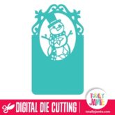 Whimsical Snowman Ornate Tag - SVG Cut Files